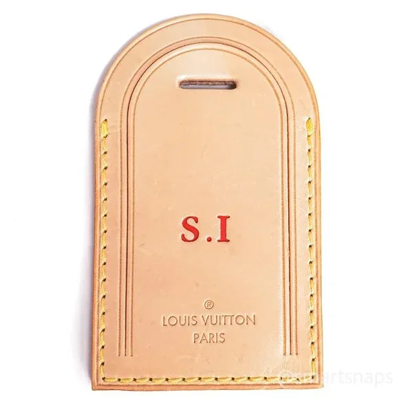 Authentic LOUIS VUITTON Vachetta leather Luggage Name Tag - SI - Picture 4 of 14